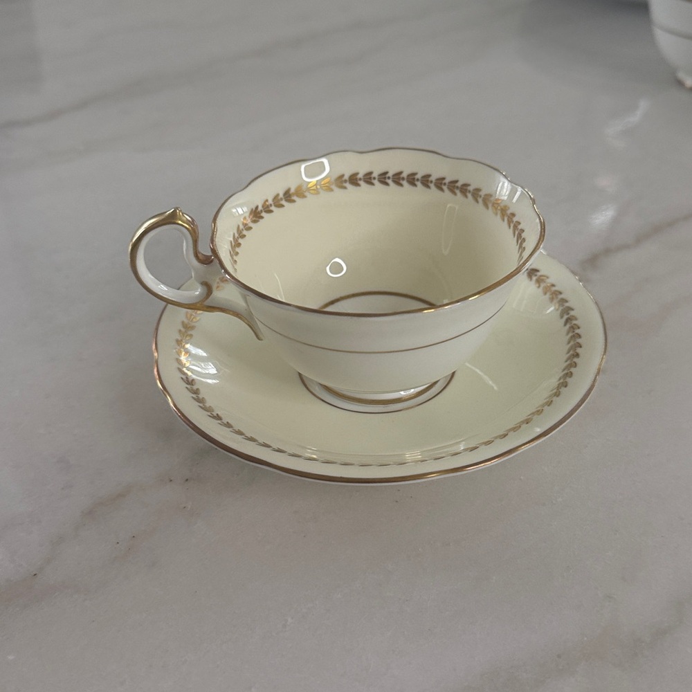Aynsley Vintage Bone China Floral Tea Cup And Saucer